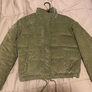 Green corduroy puffer